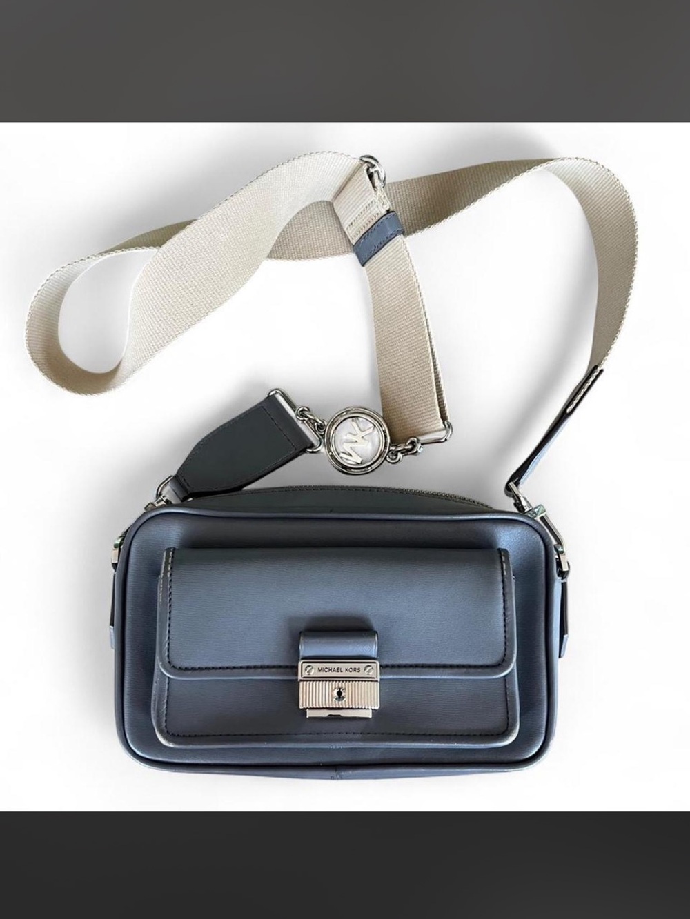Michael Kors Bradshaw Leather Messenger Camera Crossbody Bag